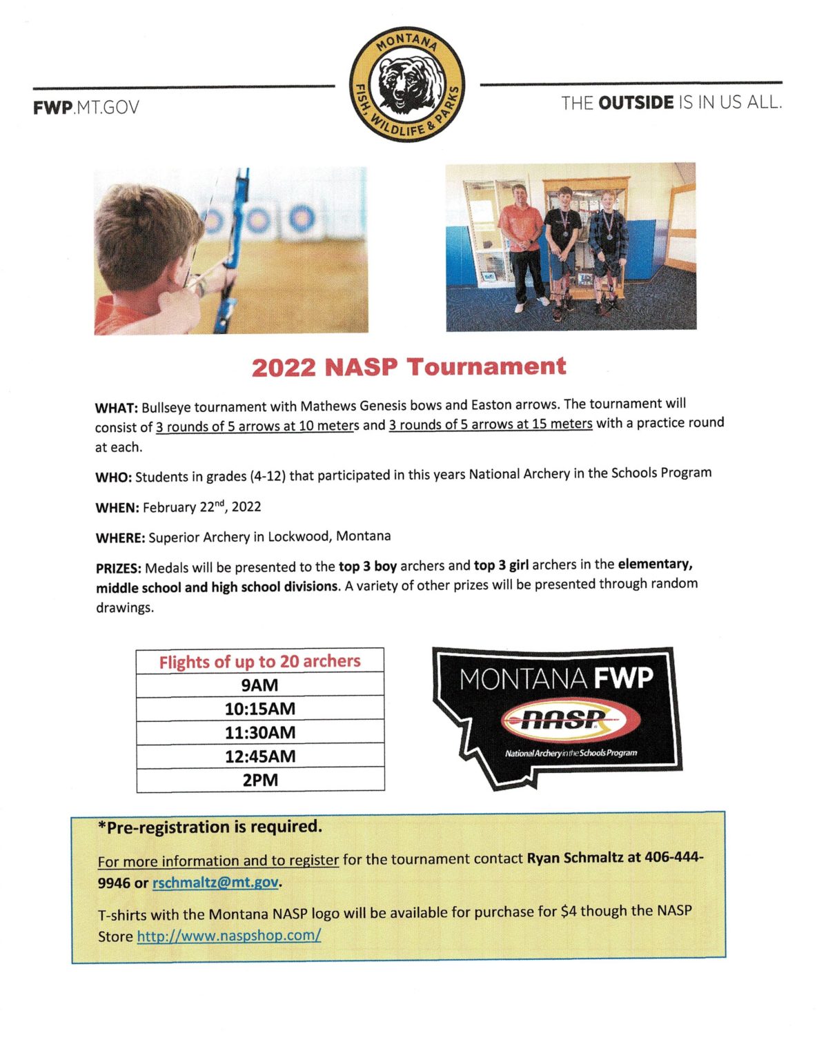 2022 NASP Tournament Indoor Range Closed to Open Shooting 2/22/2022